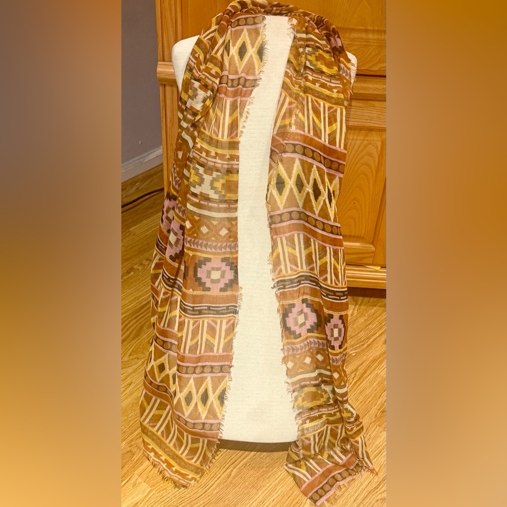 Aztec Patterned Multicolor Long Scarf - Picture 11 of 11